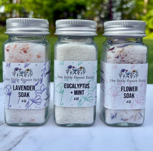 Bath Soak Trio — Lavender, Flower & Eucalyptus + Mint | Small Batch