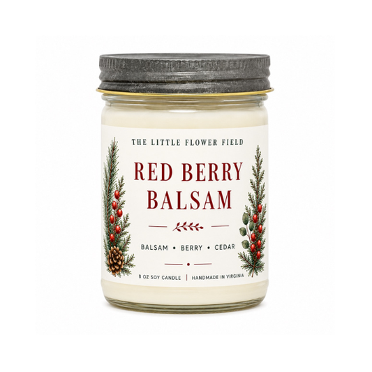 Red Berry Balsam Soy Holiday Candle Jar | 8 oz